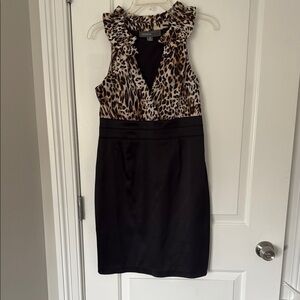 Leopard Print and Black Dress